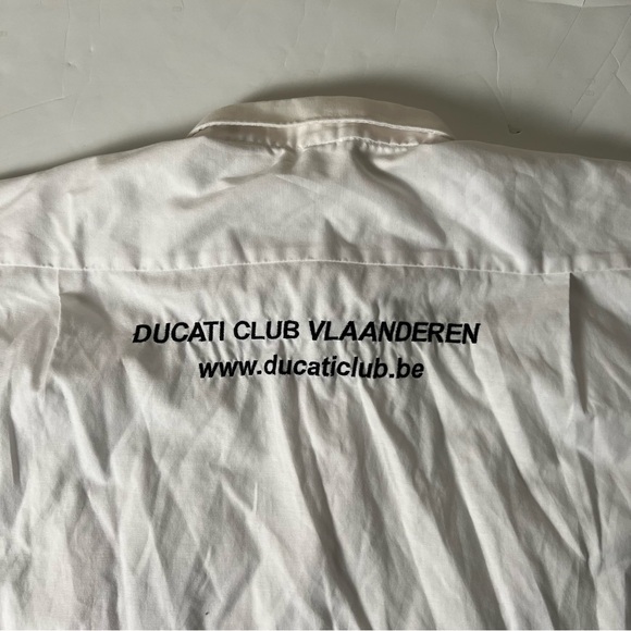045 - VINTAGE 90s DUCATI RACING EUROPEAN RACE CAR MECHANIC STYLE BUTTON SHIRT - Picture 2 of 4